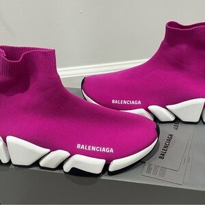 NEW IN BOX Balenciaga Speed 2.0 Fuchsia Knit Sneakers